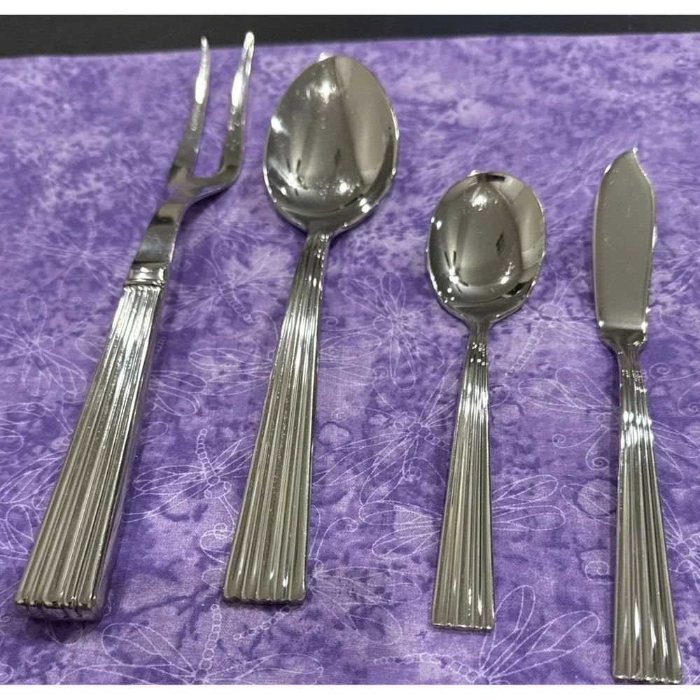 Reed & Barton Berkeley 18/10 Stainless Serving Set Fork Spoon Set Of 4 READ